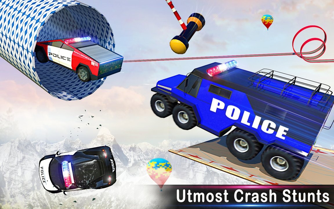 Police Car Ramp Stunts（警察坡道汽车特技）