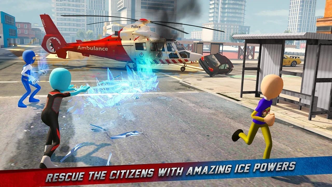 Stickman Ice Hero Crime City - Rope Hero(火柴冰英雄)