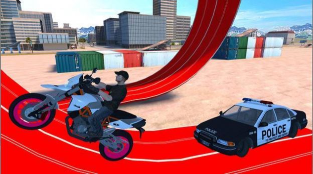 Motorcycle Stunt Ramps: Futuristic Teleport