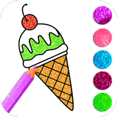 Glitter Ice Cream and Cup Cake Coloring Book