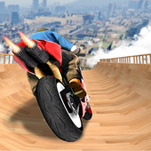 Impossible Mega ramp moto bike Rider: Superhero 3D