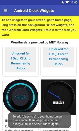 Android Clock Widgets