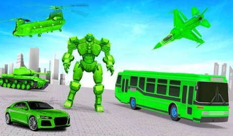 陆军校车机器人汽车（Army School Bus Robot Car Game）