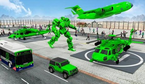 陆军校车机器人汽车（Army School Bus Robot Car Game）
