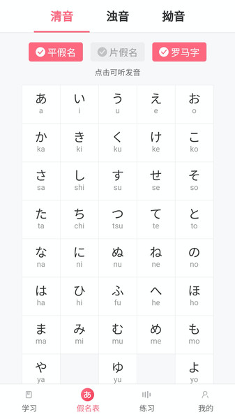 沪江五十音图
